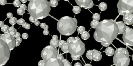 Multi-dimensional cube connection Abstract technology background Geometric objects Network of hexagonal shapes connecting 3D illustrationの写真素材