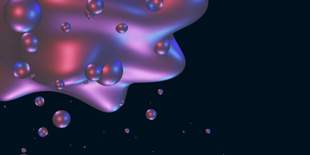Abstract color liquid ink style liquid water droplets blue and purple gradient Unique geometry...