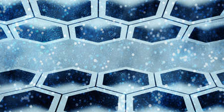 Hexagon Abstract Bee Nest Shiny hexagon Covered with haze Hexagonal wall 3d illustration honeycomb pattern wallの写真素材