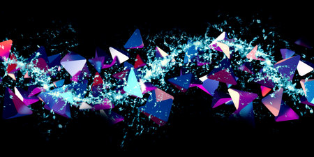 Abstract triangle Neon color triangle fantasy science background concept 3d illustration