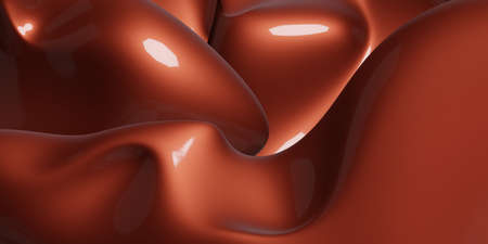 Abstract red water drop shape, free shape, glossy texture 3d illustration