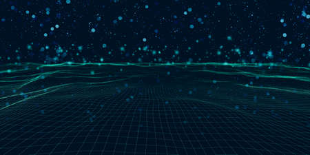 Spiral mesh multi color Square wave and bokeh abstract 3d illustrationの写真素材