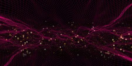 Spiral mesh multi color Square wave and bokeh abstract 3d illustration