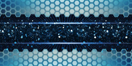 Hexagon Abstract Honeycomb Bokeh Glow Wall 3d illustration