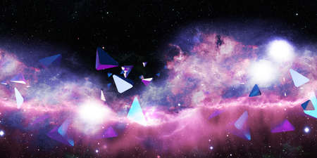 Abstract triangle Neon color triangle fantasy science background concept 3d illustration