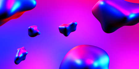 Fluid color background, color flashy, fluid gradient shape element Indeterminate focus Shaped like a drop of water Glossy texture fluid 3d illustrationの写真素材