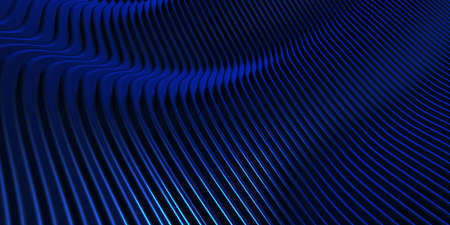 Parallel lines Distorted shape curve Plastic tube surface Modern abstract 3d illustrationの写真素材