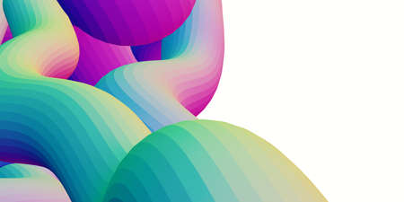 Rainbow holographic abstract wave line Trendy wave rubber line 3d rendering