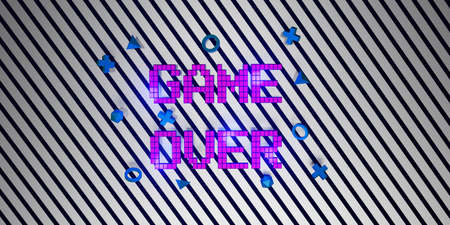 Logo Game Over Neon Laser Color Alphabet Glow Effect Fun and joyful 3d illustration