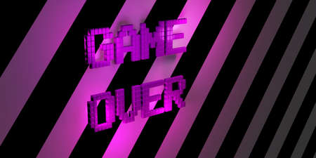 Logo Game Over Neon Laser Color Alphabet Glow Effect Fun and joyful 3d illustrationの写真素材