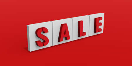SALE text on red background 3d illustration
