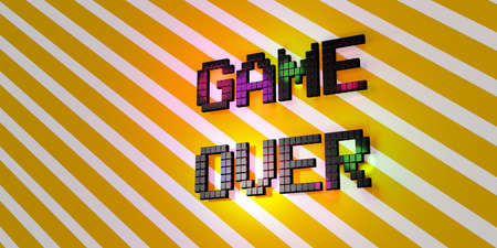 Logo Game Over Neon Laser Color Alphabet Glow Effect Fun and joyful 3d illustrationの写真素材