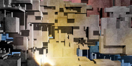 Cube concrete multicolored background architecture Polygon Geometry concrete surface 3D rendering