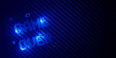 Logo Game Over Neon Laser Color Alphabet Glow Effect Fun and joyful 3d illustration