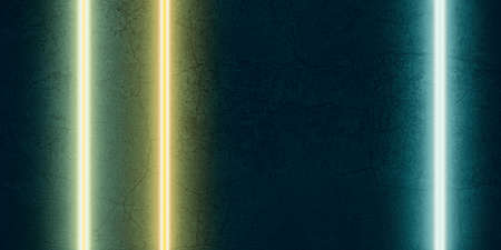 multi color laser light shining on a black stone background 3D illustration