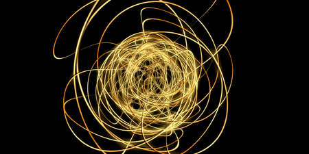 warped curve background abstract golden light bokeh sparkle 3d illustration