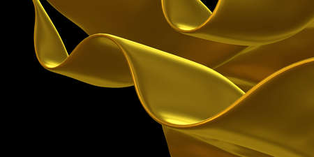 Golden ornate cloth gold leaf crumpled gold surface abstract background 3d illustrationの写真素材