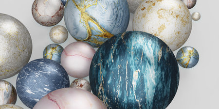 marble ball glass ball background marble beads 3D illustrationの写真素材