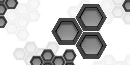 Technology background Hexagon abstract black and white 3d illustration