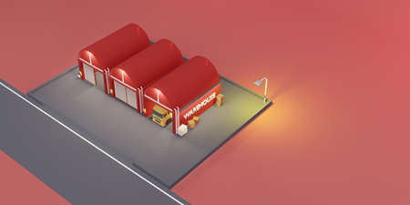 Warehouse Logistic Modern Warehouse Cartoon store 3D illustration