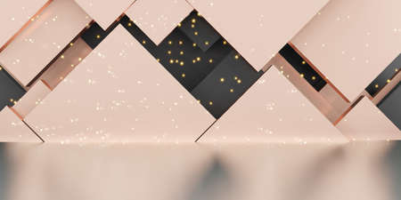 studio scene geometry pink gold background luxury sparkling 3d illustration