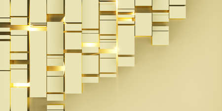 golden cube background abstract gold reflective geometric 3D illustration