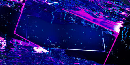 glow frame neon laser underwater 3d illustration