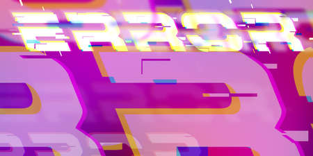 error message cyberpunk style neon light 3d illustration