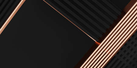 Elegant background background image of black and pink gold bars glittering 3D illustrationの写真素材