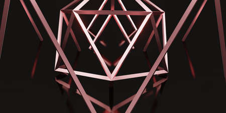 hexagon elegant structure lines black pink gold 3d illustrationの写真素材