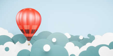 Hot Air Balloons in the Sky 3D Illustrationの写真素材