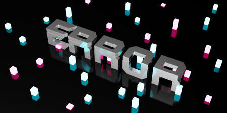 error message on black background and neon light laser light 3d illustration