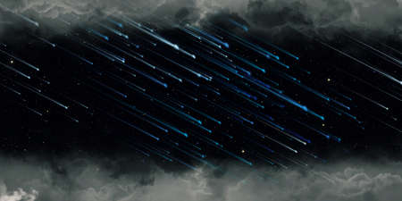 meteor and full moon cloudy night 3D illustration
