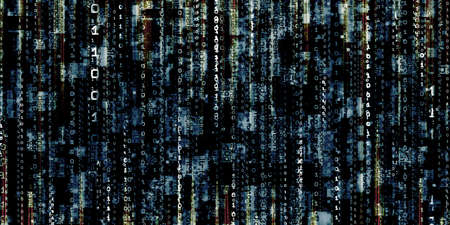 computer error display corrupt binary data hacker digital binary data screen background 3d...