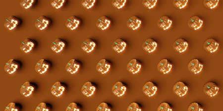 halloween pattern pumpkin pattern 3d renderingの写真素材