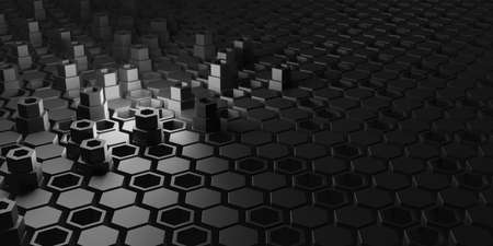 Hexagon Square Background Technology Scene Abstract Background 3D Illustration Premiumの写真素材