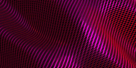 circle mesh technology background Reflective shiny surface Digital wave 3d illustrationの写真素材
