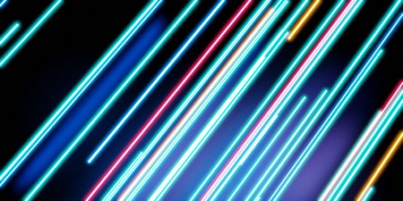 Multicolored laser light NEON light on a black background 3D illustration