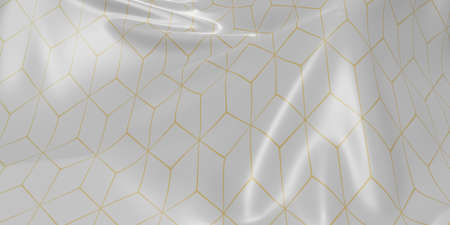 Ornate flag creases waves of fabric texture pattern dynamic curve bar 3d illustration