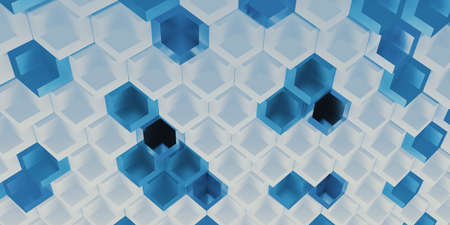 hexagon pixel blocks technology abstract background modern scene concept 3D illustration