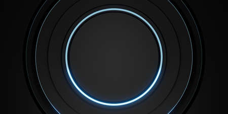 ring background black display stand laser ring and neon light glow 3d illustrationの写真素材