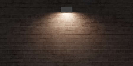 brick wall and lantern Light on the surface of a blank cement wall old floor 3d illustrationの写真素材