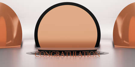 Trophy and Victory Podium Background congratulations 3d illustrationの写真素材