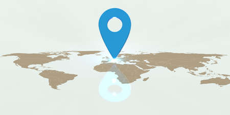 world travel map pin on world map global global business communication 3d illustrationの写真素材