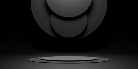Dark ZEN Concept Stage Pallet simple circle base modern abstract background 3d illustrationの写真素材