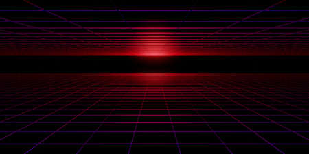 80s retro futuristic neon badge background 3d illustration Premium
