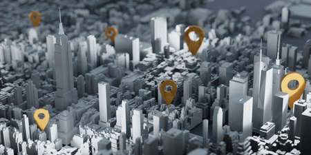 pin on map usa dark tone glow pin connection communication and service delivery 3d illustrationの写真素材