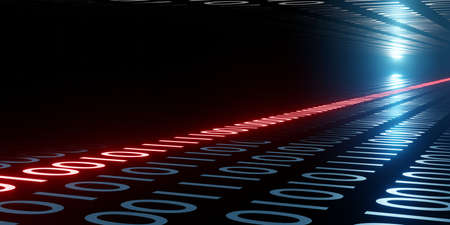 computer virus encryption Digital binary data and secure data concept abstract technology background 3d illustrationの写真素材