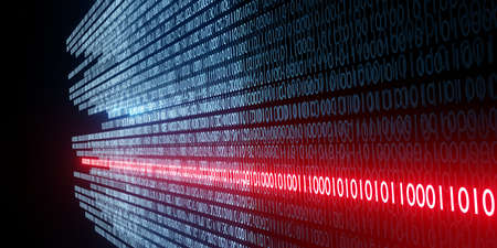 computer virus encryption Digital binary data and secure data concept abstract technology background 3d illustrationの写真素材