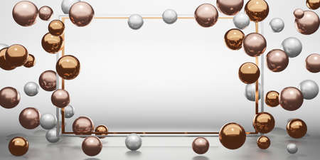 Text frames and display frames Surrounded by glass beads pearls colorful beads 3D illustrationの写真素材